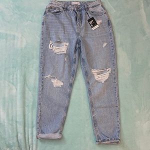 Light Blue Distressed Denim Boyfriend Jeans